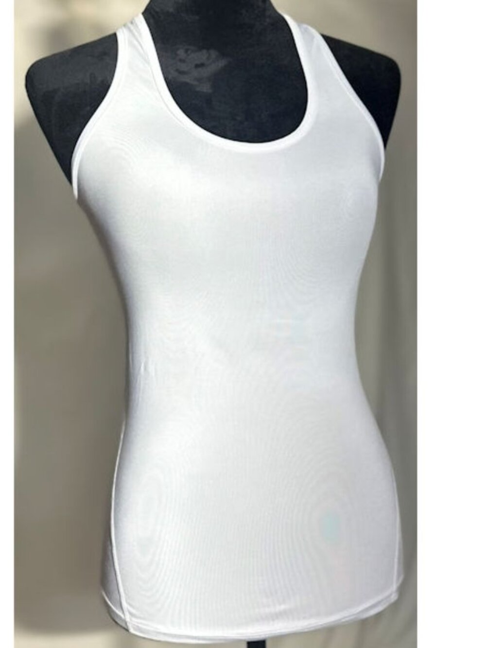 Racerback White Tank Top, XS